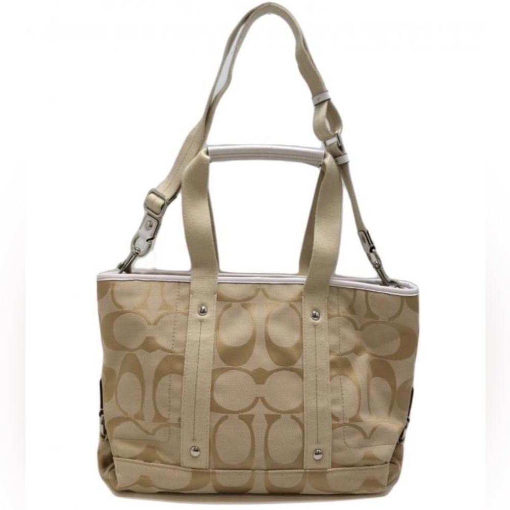 Coach Beige Signature Canvas Tote with Removable Strap